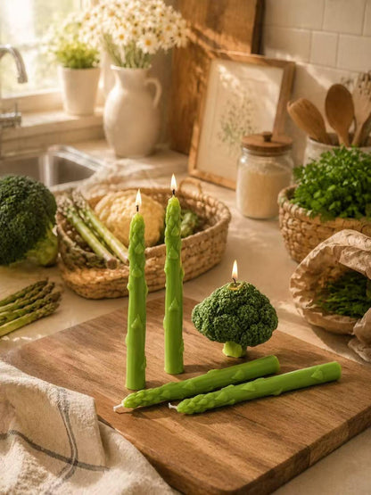 Realistic Vegetable Candle ,Asparagus Broccoli Cauliflower Candle,Fake Food Decor,Kitchen Aesthetic, Handmade Soy Wax Candle,Foodie Gift