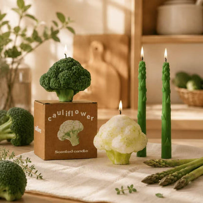 Realistic Vegetable Candle ,Asparagus Broccoli Cauliflower Candle,Fake Food Decor,Kitchen Aesthetic, Handmade Soy Wax Candle,Foodie Gift