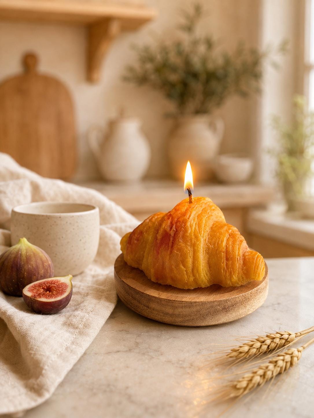 Handcrafted Croissant Candle, Fake Bakery Decor, Handmade Soy Wax Candle, Butter Scented Candle, Coffee Bar Decor, French Pastry Gift
