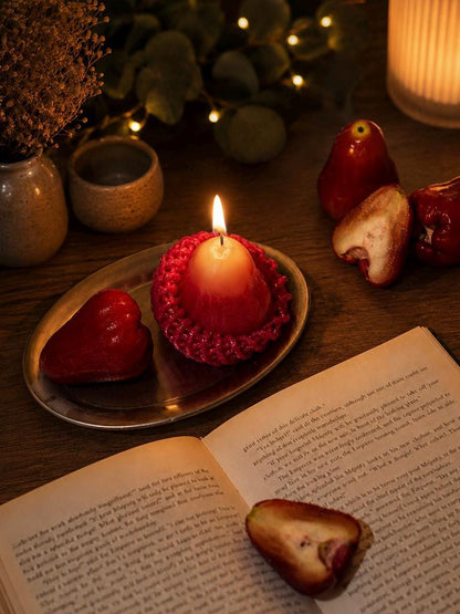 Another view of the rose apple candle.
