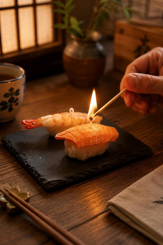 Handmade Sushi Candle Set, Japanese Food Candle, Realistic Sushi Candle,Fake Food Decor, Salmon Shrimp Sushi, Kawaii Candle, Foodie Gift