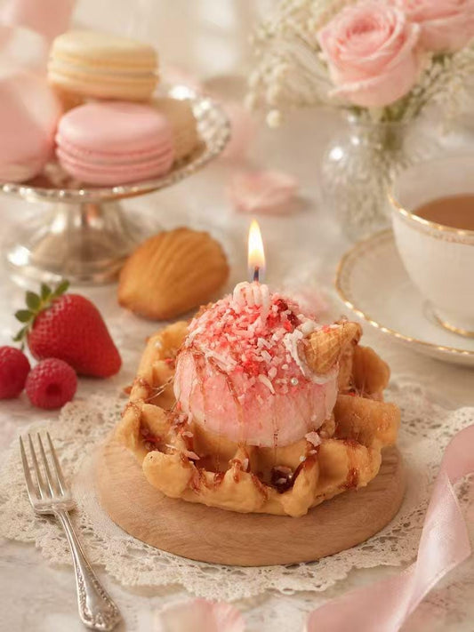Handcrafted Waffle Ice Cream Candle,Fake Food Candle,Dessert Candle,Realistic Food Decor,Milk Scented Candle, Cute Kitchen Decor,Foodie Gift