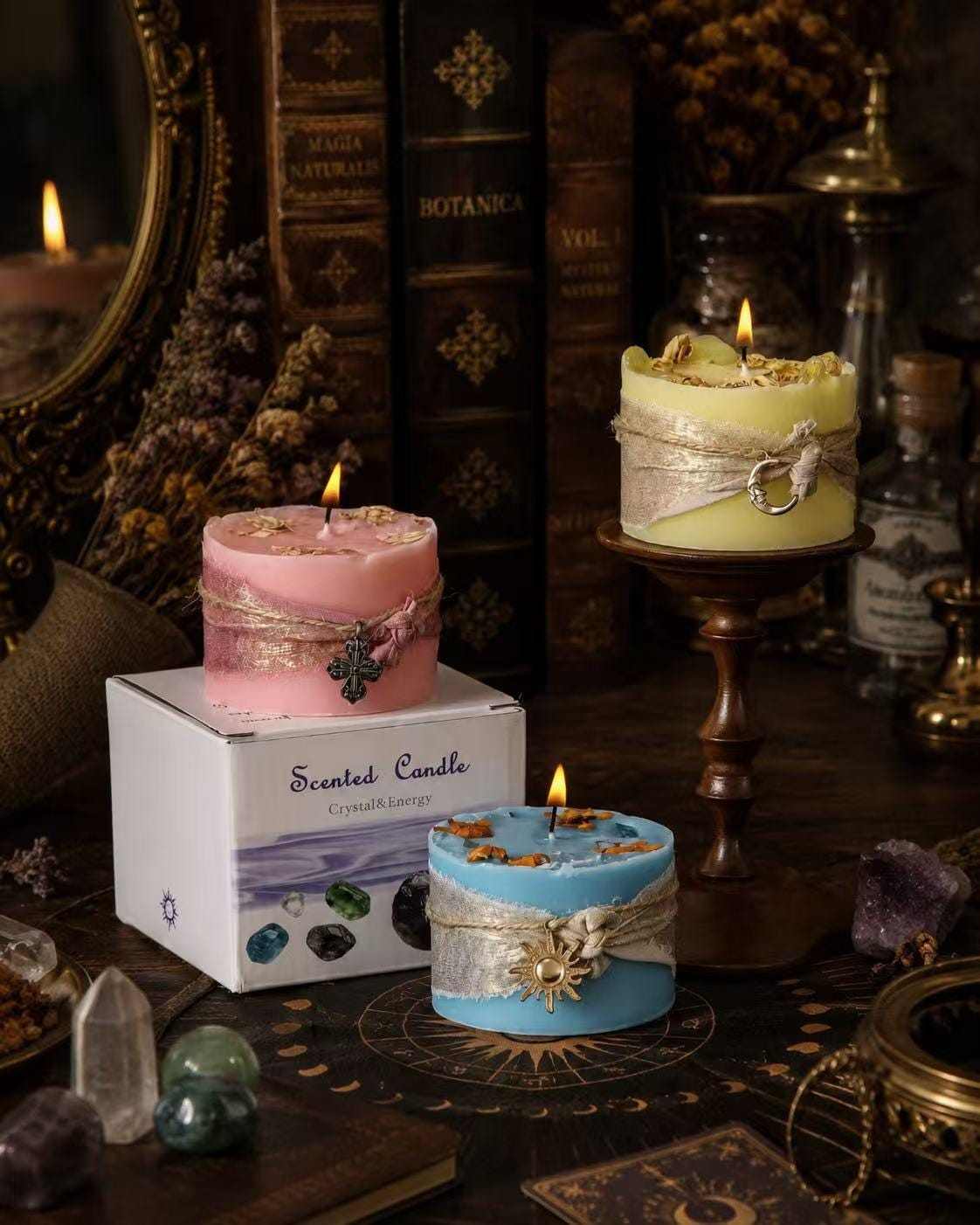 Crystal Energy Candle,Tarot Candle,Witchy Candle,Crystal Infused Candle,Spiritual Gift,Celestial Decor,Meditation Candle,Mystical Home Decor