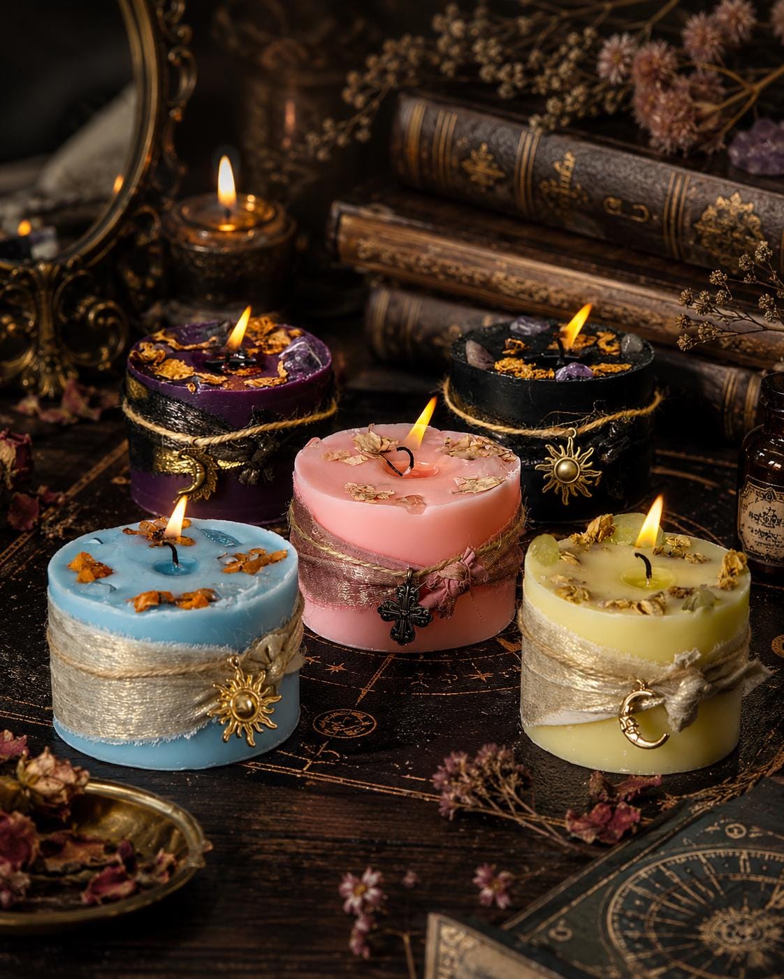 Crystal Energy Candle,Tarot Candle,Witchy Candle,Crystal Infused Candle,Spiritual Gift,Celestial Decor,Meditation Candle,Mystical Home Decor