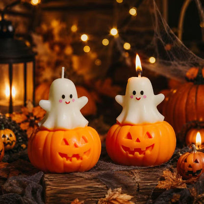Handmade Halloween Ghost Candle,Cute Pumpkin Candle,Kawaii Spooky Candle,Ghost Decor,Halloween Gift, Scented Candle,Spooky Season Fall Decor