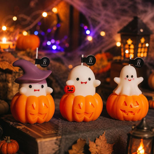 Handmade Halloween Ghost Candle,Cute Pumpkin Candle,Kawaii Spooky Candle,Ghost Decor,Halloween Gift, Scented Candle,Spooky Season Fall Decor