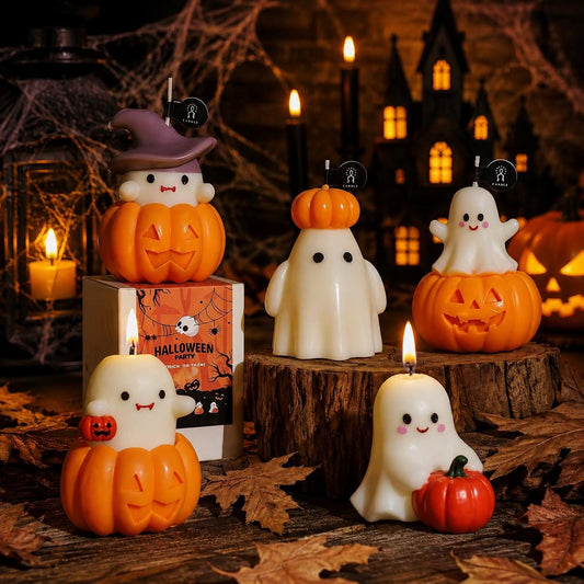 Handmade Halloween Ghost Candle,Cute Pumpkin Candle,Kawaii Spooky Candle,Ghost Decor,Halloween Gift, Scented Candle,Spooky Season Fall Decor