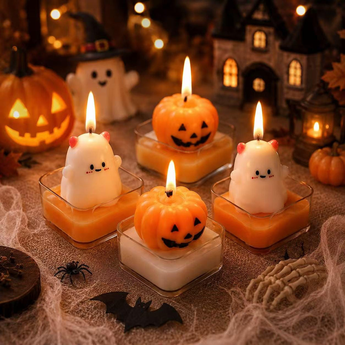 Handmade Cute Halloween Candle, Ghost Candle, Pumpkin Candle, Skull Candle, Kawaii Spooky Decor, Halloween Gift, Fall Home Decor