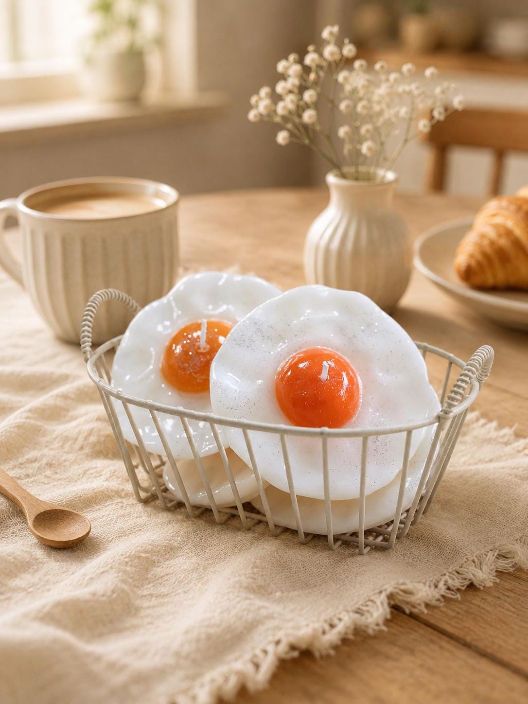 Handmade Fried Egg Candle, Realistic Food Candle,Fake Food Candle, Breakfast Candle,Cute Soy Wax Candle, Funny Kitchen Decor, Foodie Gift