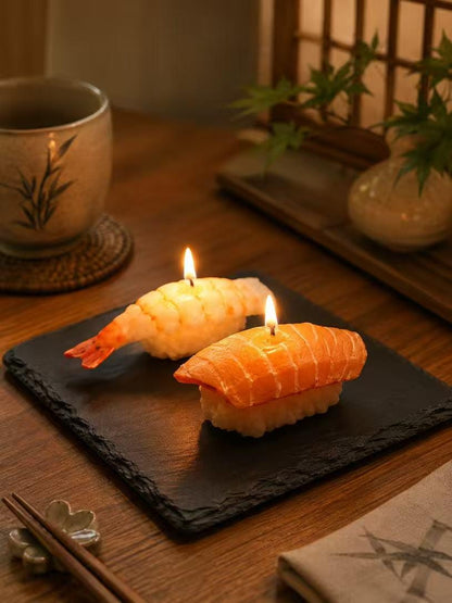 Handmade Sushi Candle Set, Japanese Food Candle, Realistic Sushi Candle,Fake Food Decor, Salmon Shrimp Sushi, Kawaii Candle, Foodie Gift