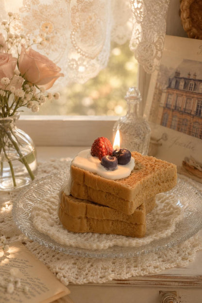 Handcrafted Realistic Toast Candle, Berry Cream Toast Candle,Fake Food Decor, Cute Breakfast Candle, Foodie Gift, Kitchen Decor, Unique Gift