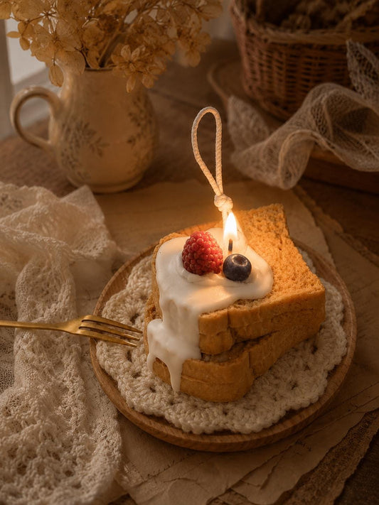 Handcrafted Realistic Toast Candle, Berry Cream Toast Candle,Fake Food Decor, Cute Breakfast Candle, Foodie Gift, Kitchen Decor, Unique Gift