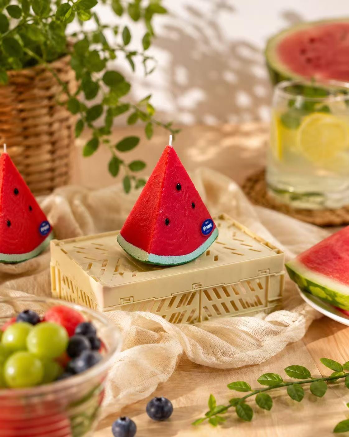 Handmade Realistic Watermelon Candle,Yellow Watermelon Candle, Red Watermelon Candle, Fake Fruit Candle, Cute Summer Decor, Foodie Gift