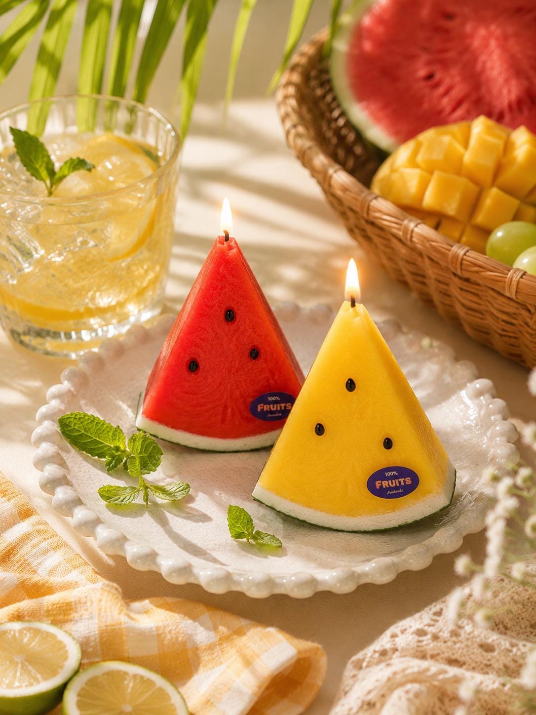 Handmade Realistic Watermelon Candle,Yellow Watermelon Candle, Red Watermelon Candle, Fake Fruit Candle, Cute Summer Decor, Foodie Gift