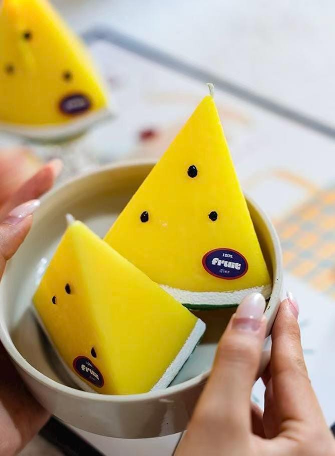 Handmade Realistic Watermelon Candle,Yellow Watermelon Candle, Red Watermelon Candle, Fake Fruit Candle, Cute Summer Decor, Foodie Gift