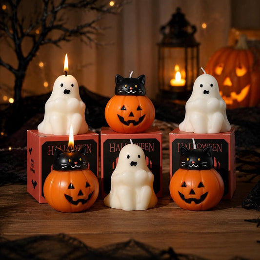 Handmade Halloween Candle, Pumpkin Cat Candle, Cute Ghost Candle, Spooky Candle Decor, Halloween Home Decor, Kawaii Candle, halloween gift