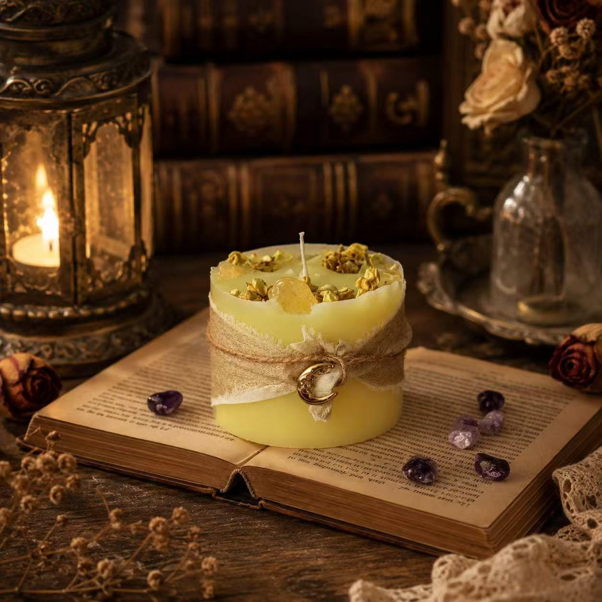 Crystal Energy Candle,Tarot Candle,Witchy Candle,Crystal Infused Candle,Spiritual Gift,Celestial Decor,Meditation Candle,Mystical Home Decor