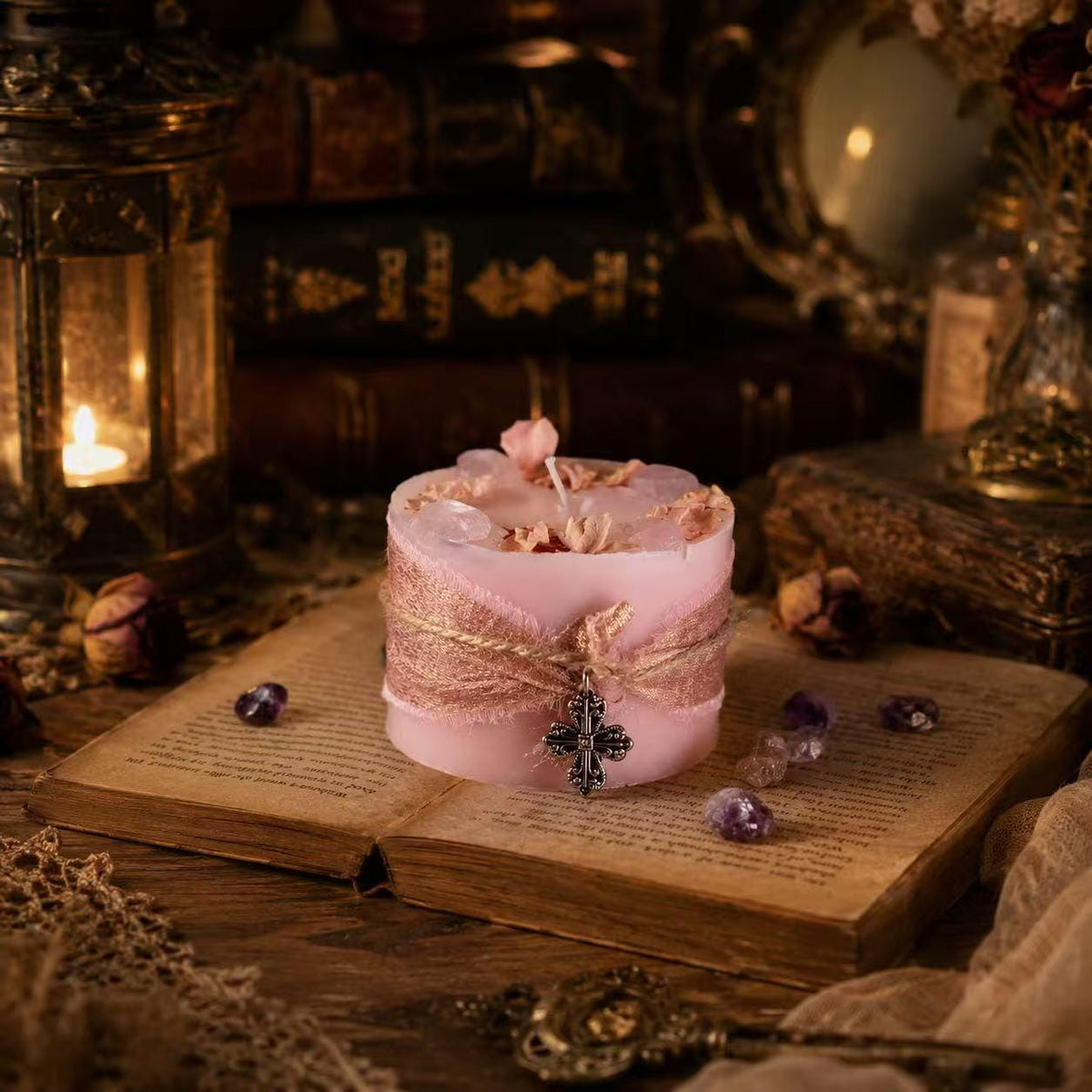 Crystal Energy Candle,Tarot Candle,Witchy Candle,Crystal Infused Candle,Spiritual Gift,Celestial Decor,Meditation Candle,Mystical Home Decor