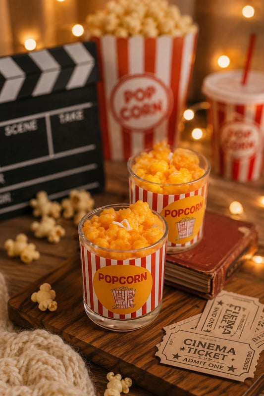 Handmade Popcorn Candle, Fake Food Candle, Movie Night Candle, Pumpkin Pie Scented Candle, Kawaii Food Decor, Cinema Lover Gift, Unique Gift