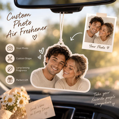 Custom Photo Car Air Freshener, Personalized Couple Air Freshener,Custom Face Car Charm,Photo Car Freshener, Anniversary Gift, Car Accessory