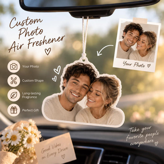 Custom Photo Car Air Freshener, Personalized Couple Air Freshener,Custom Face Car Charm,Photo Car Freshener, Anniversary Gift, Car Accessory