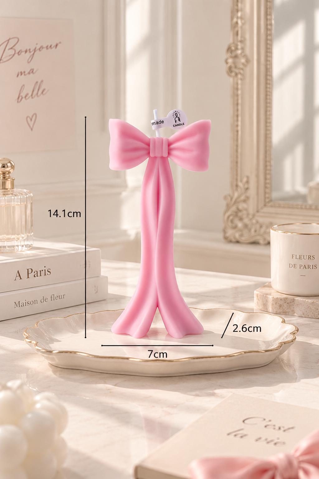 Coquette Bow Candle, Tulip Bouquet Candle, Coquette Candle, Pink Bow Candle, White Bow Candle, Floral Candle, Girly Room Decor, Gift for Her