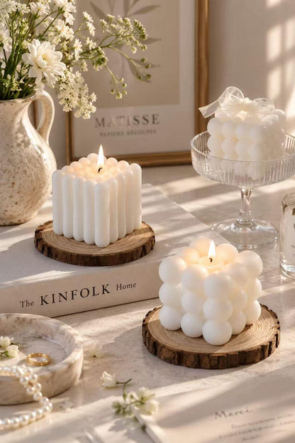 Another view of the bubble cube & heart candle.