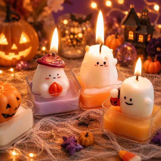 Handmade Cute Halloween Candle, Ghost Candle, Pumpkin Candle, Skull Candle, Kawaii Spooky Decor, Halloween Gift, Fall Home Decor