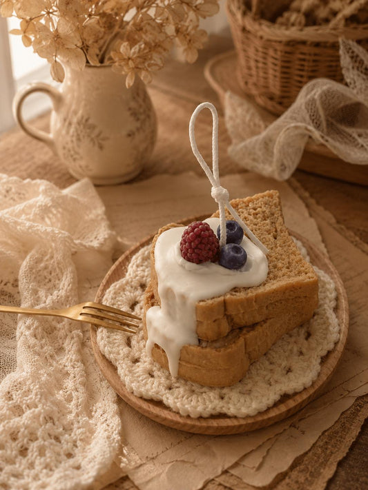 Handcrafted Realistic Toast Candle, Berry Cream Toast Candle,Fake Food Decor, Cute Breakfast Candle, Foodie Gift, Kitchen Decor, Unique Gift