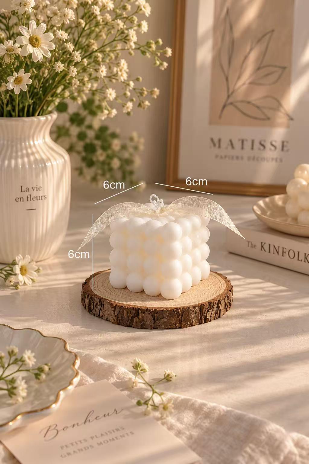 Handmade Bubble Cube Candle, Geometric Candle, Heart Cube Candle, Sculptural Candle, Aesthetic Home Decor, Gift for Her, Housewarming Gift