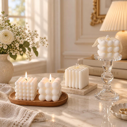 Bubble Cube & Heart Candle shown in a product photo.