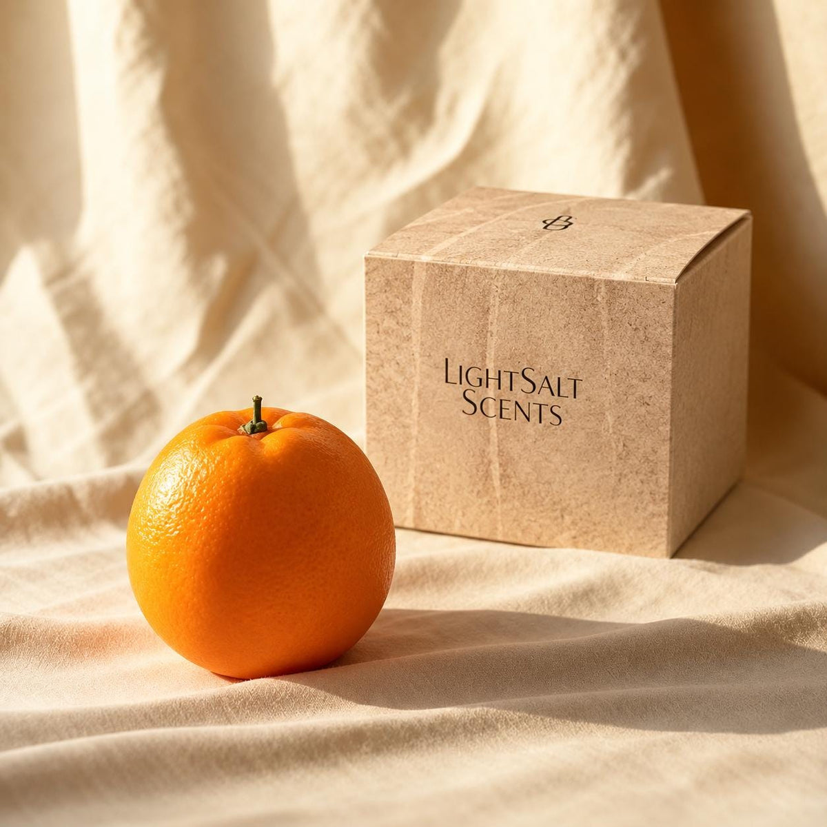 Close-up view of the orange candle.