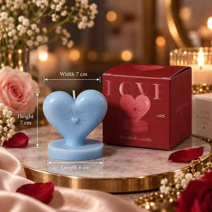 Detail view of the heart-shaped candle.