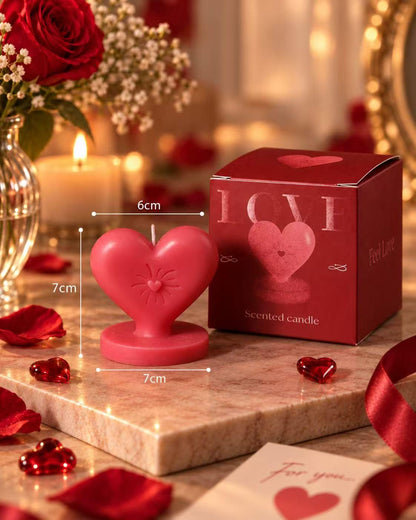 Additional product view of the heart-shaped candle.