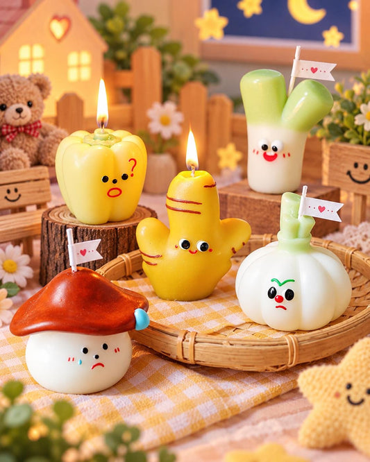 Handmade Cute Vegetable Scented Candle, Kawaii Food Candle, Soy Wax Candle, Funny Kitchen Decor, Unique Gift, Cute Home Decor, Foodie Gift