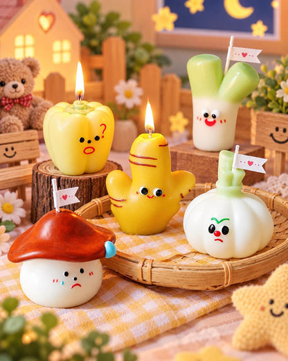 Cute Vegetable Candle Set shown in a product photo.