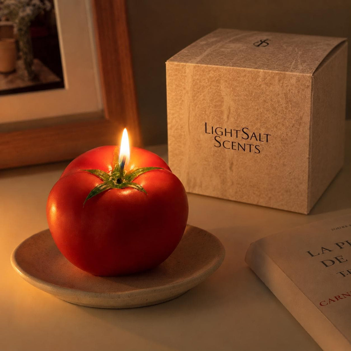 Handmade Tomato Candle - Garden Fresh Summer Decor, Realistic Vegetable Candle, Custom Wick Message, Personalized Candle Gift, Foodie Gift